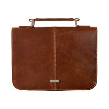 Faith Honey-Brown Faux Leather Bible Cover (8" x 10.8" x 2")