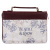 Be Still and Know Neutral Florals Faux Leather Fashion Bible Cover – Psalm 46:10 (8" x 10.8" x 2")