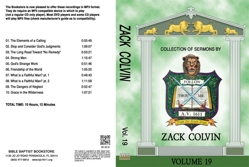 Zack Colvin Sermons on MP3 - Volume 19